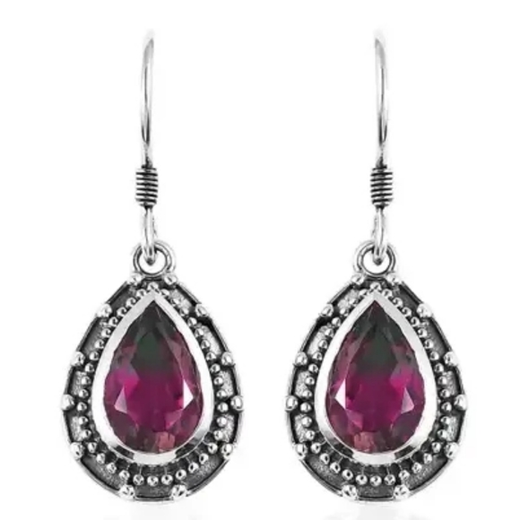 Shop LC Jewelry - Watermelon Quartz Triplet Earrings in Sterling Silver